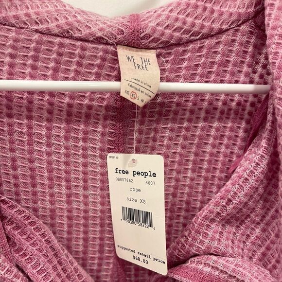 Free People Wildcat Washed Mauve Thermal Long SleeveTop .Size XS - Picture 12 of 14